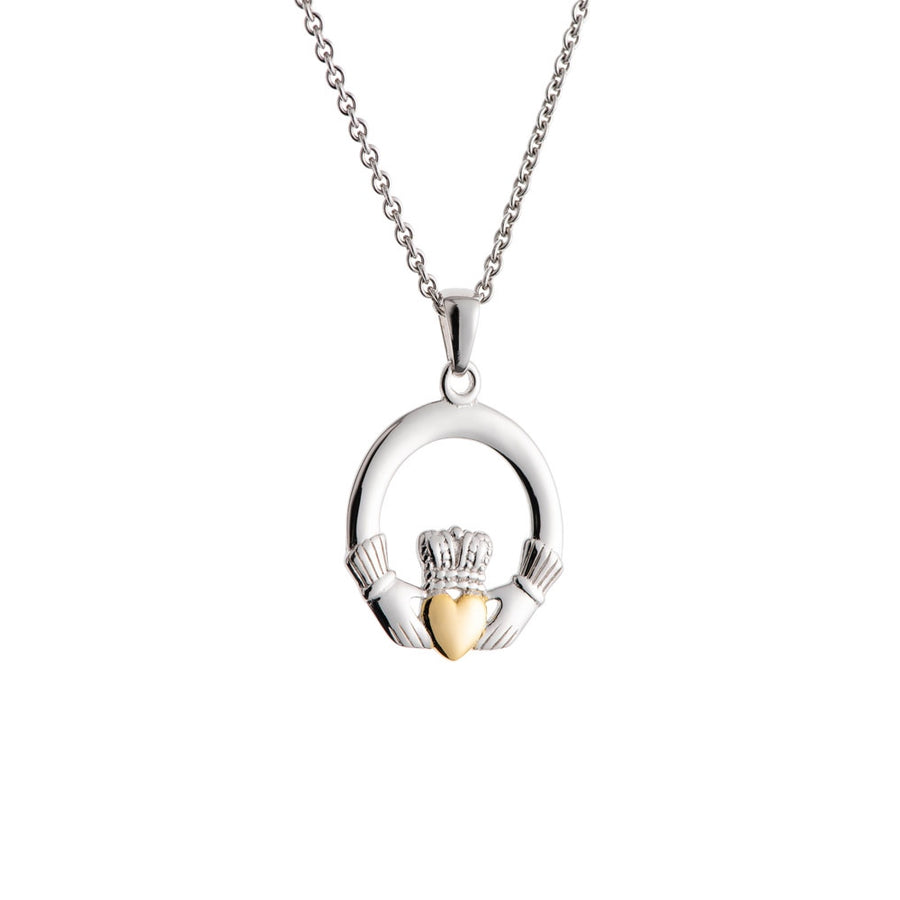 Galway-Crystal-Jewellery-Claddagh-Pendant-Sterling-Silver-&-Gold