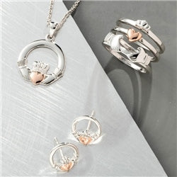 Galway-Crystal-Jewellery-Claddagh-Pendant-Sterling-Silver-&-Rose-Gold