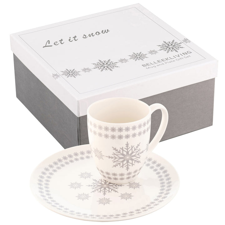 Belleek-Living-Let-it-Snow-Mug-and-Plate-Set