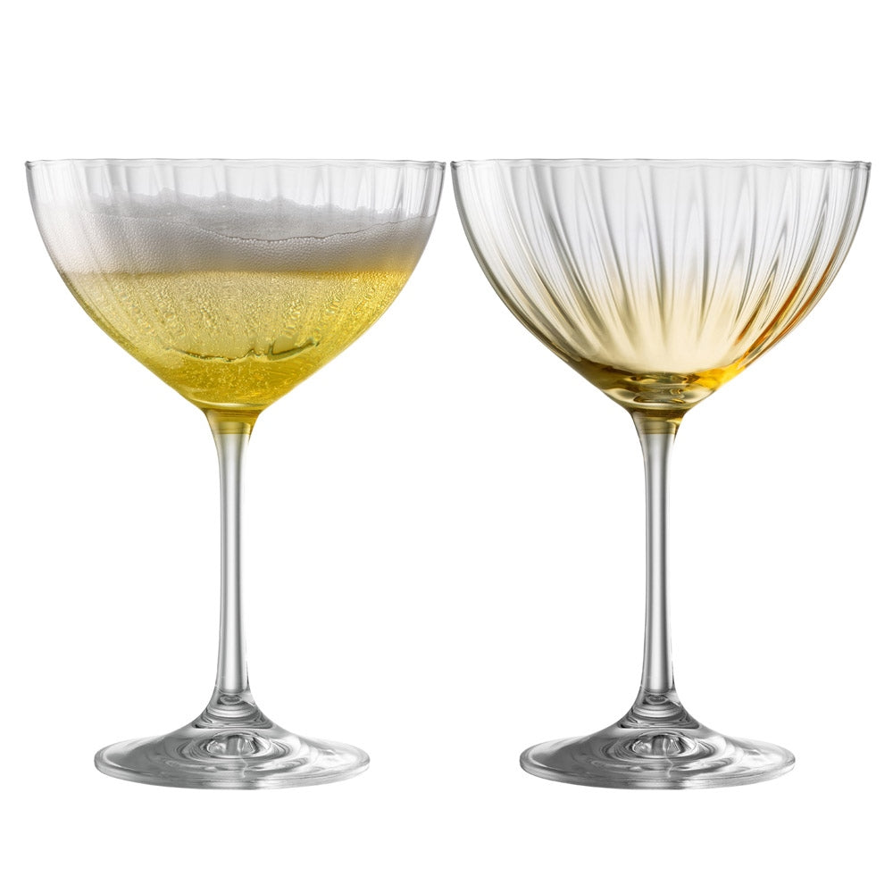 Erne Cocktail Champagne Saucer Set 2 Amber