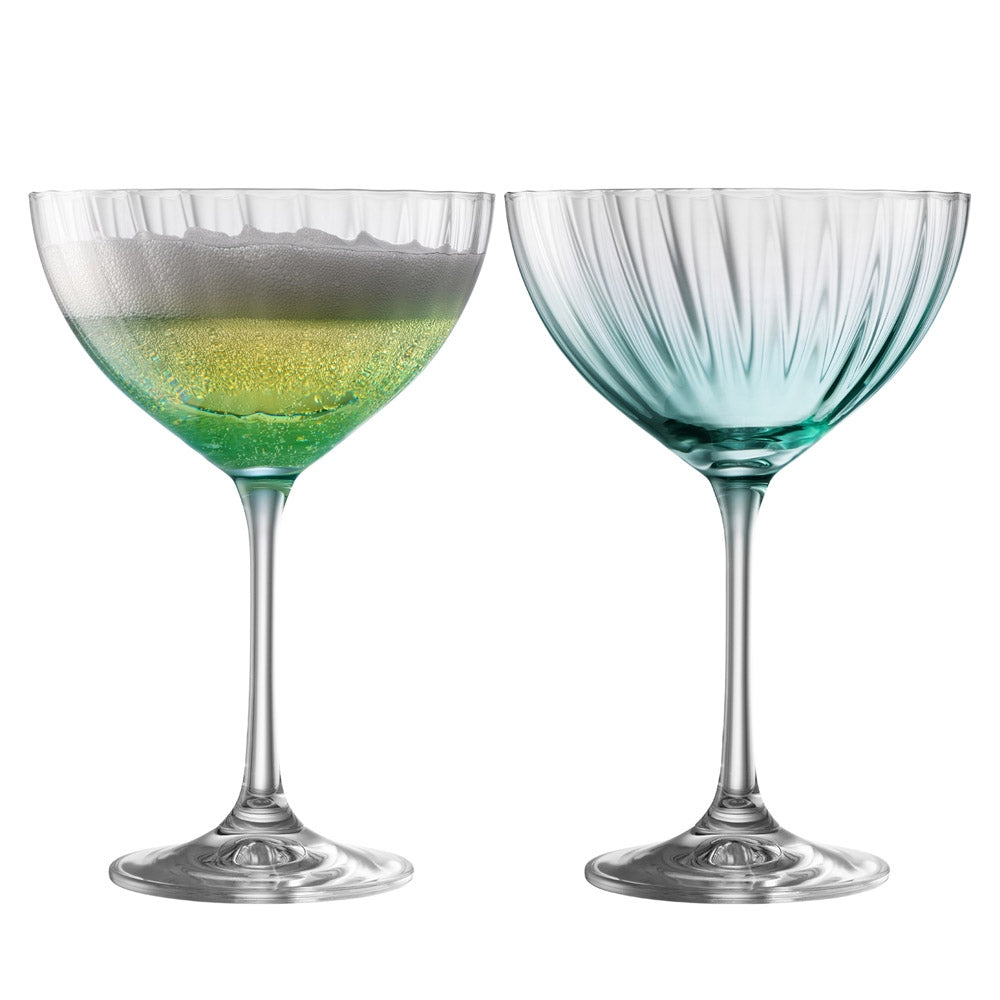 Erne Cocktail Champagne Saucer Set 2 Aqua