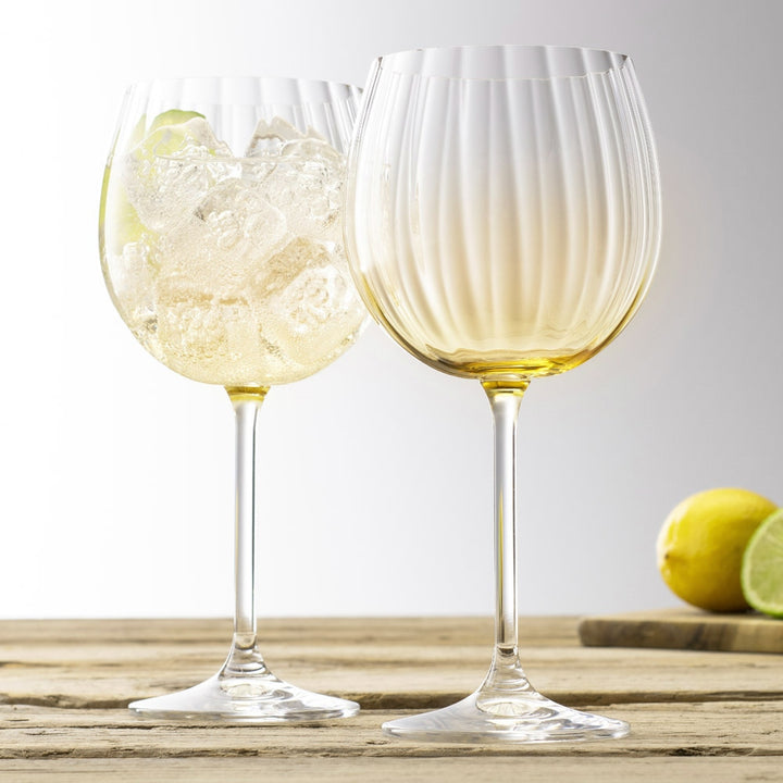 Galway Crystal Erne Gin & Tonic Pair Amber