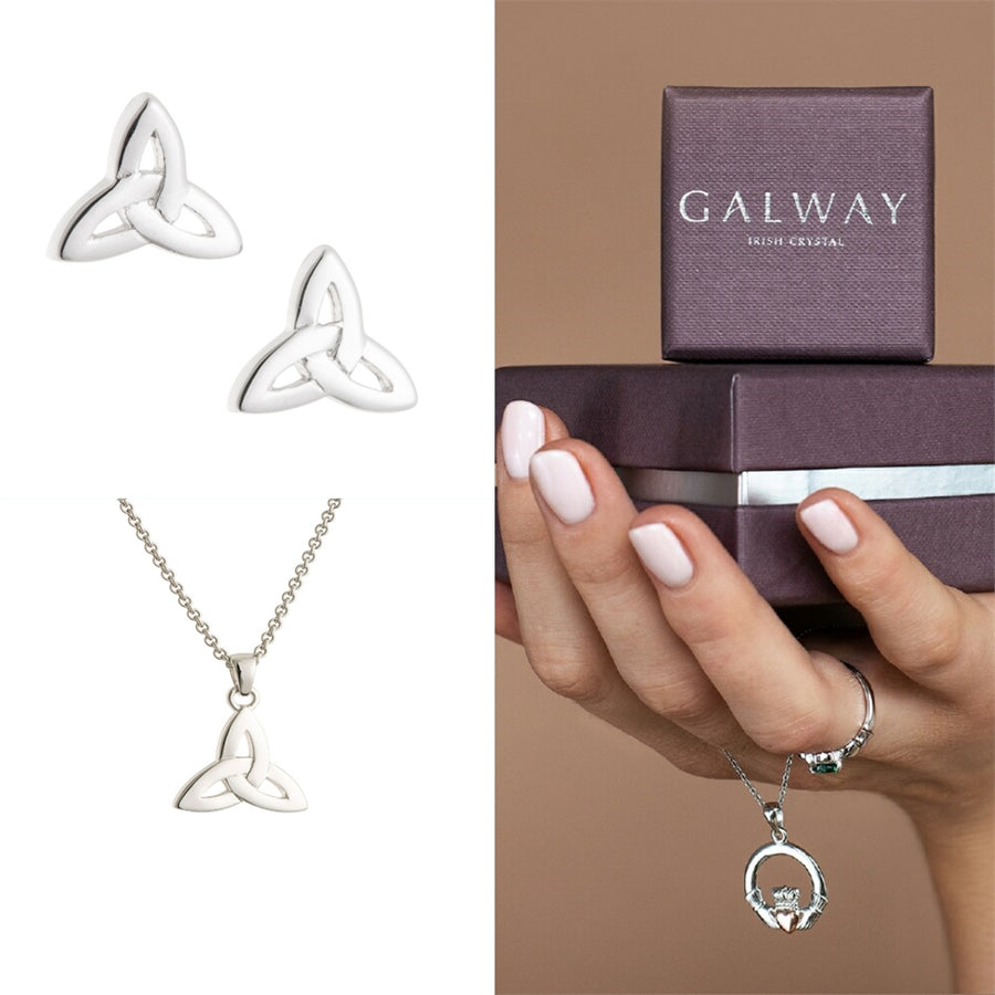 Galway-Crystal-Jewellery-Trinity-Knot-Sterling-Silver-Set