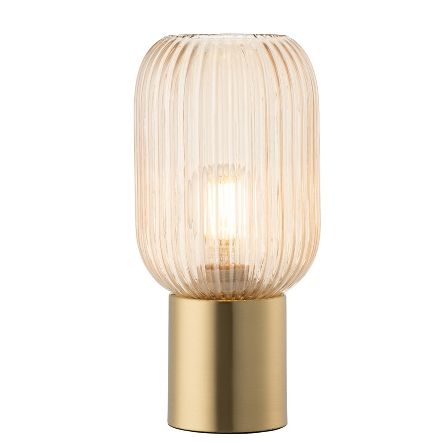 Galway Crystal Fluted Glass Table Lamp - Amber