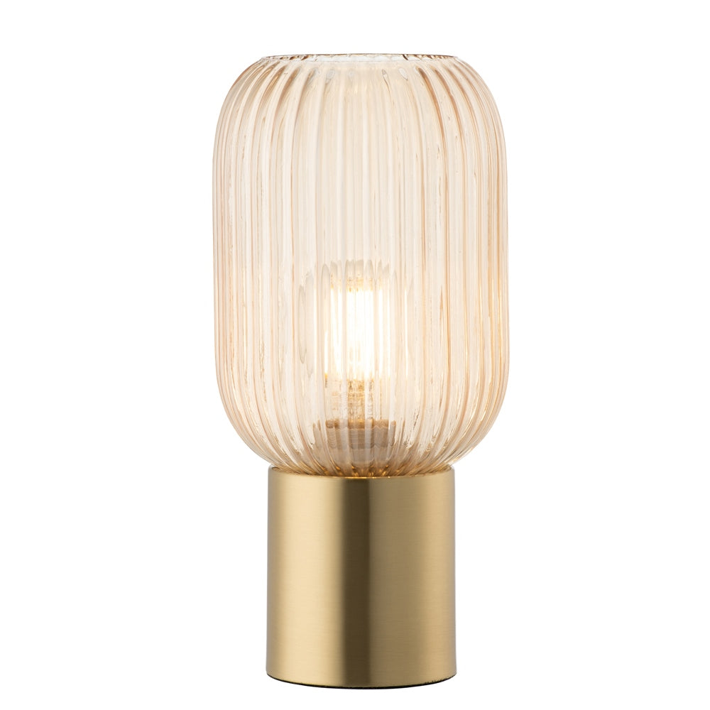 Fluted Glass Table Lamp Amber