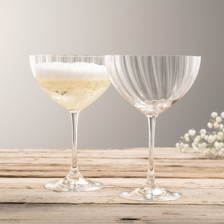 Galway Crystal Erne Saucer Champagne Pair