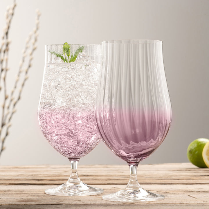 Galway Crystal Erne Craft Beer/Cocktail Set of 2 Amethyst