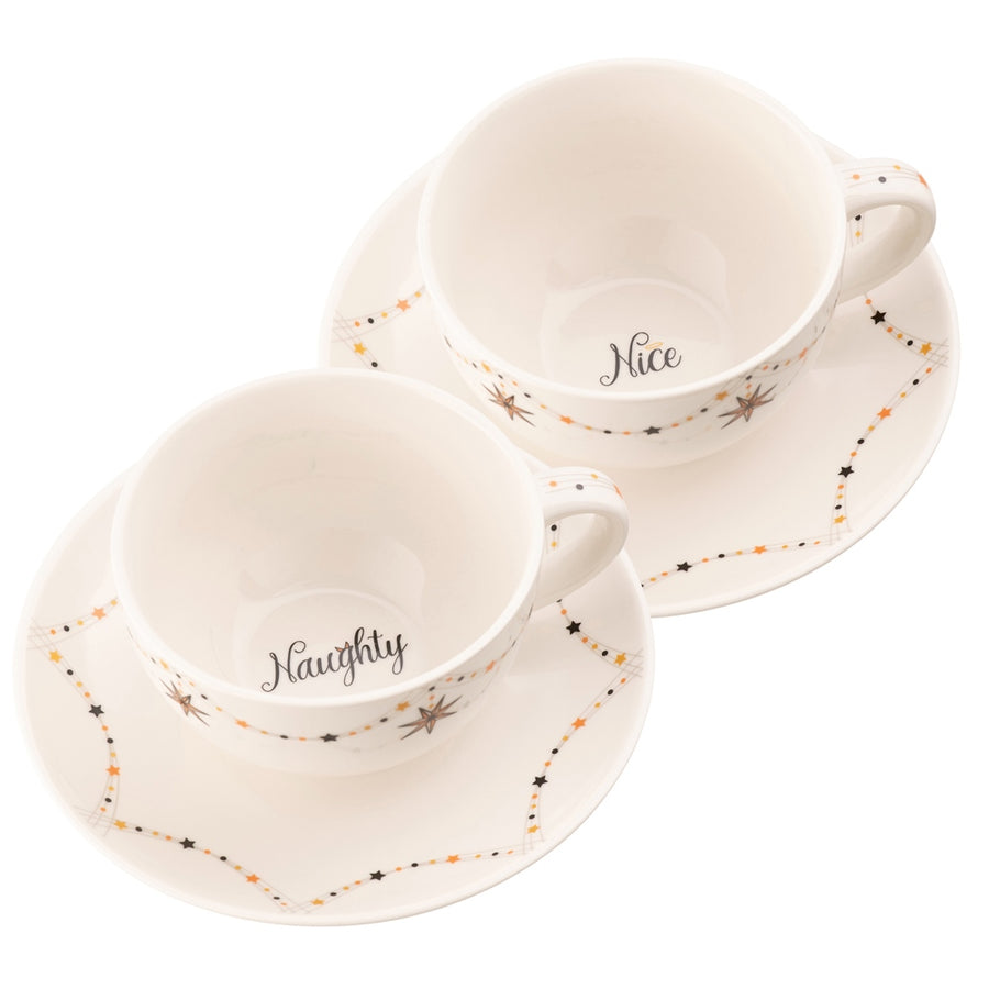 Aynsley Naughty or Nice Cappuccino Cup & Saucer - Set of 2