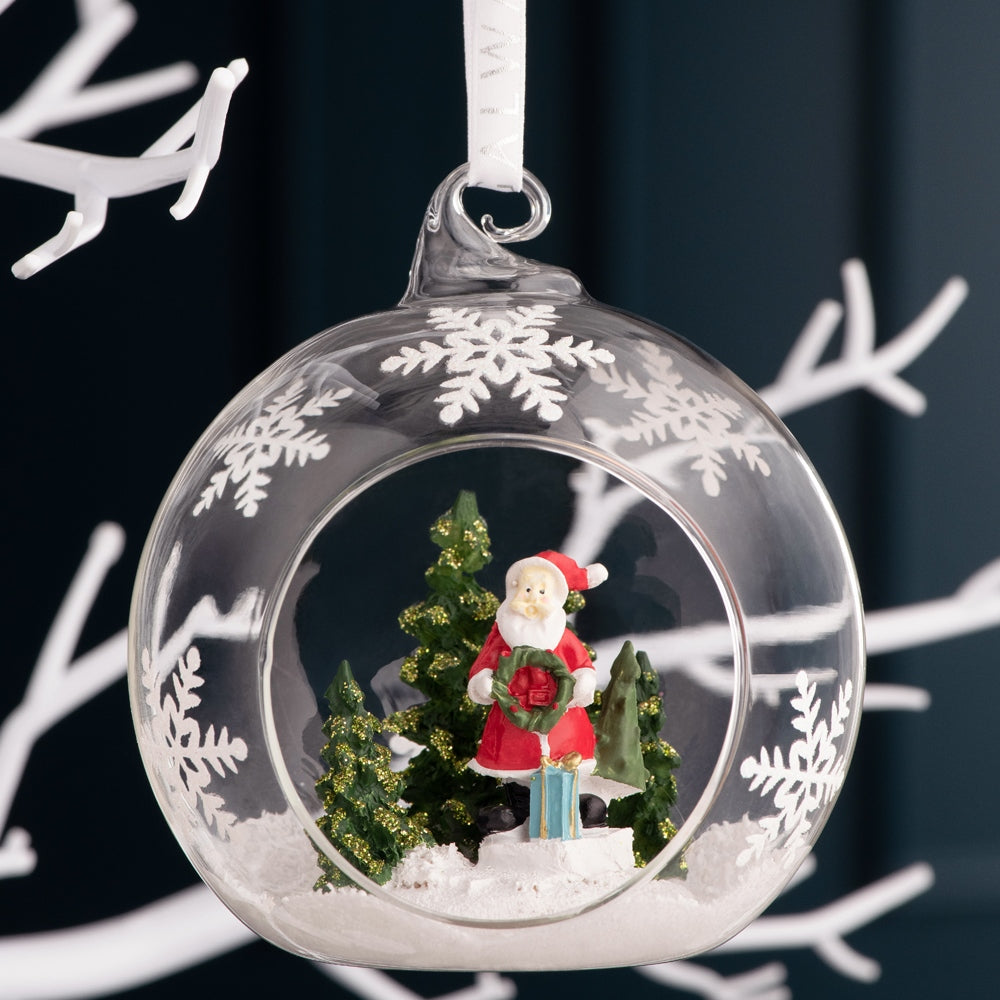 Galway Crystal Santa & Tree Hanging Bauble Ornament