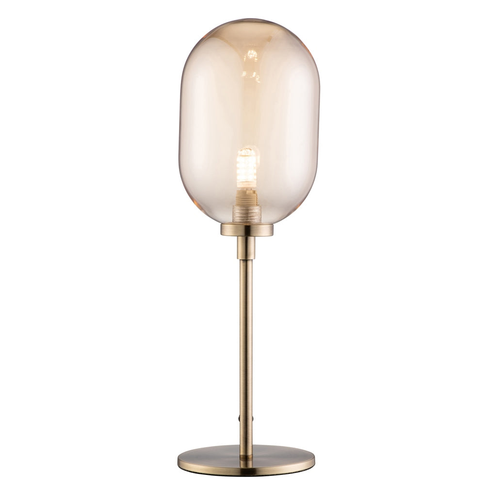 Galway Crystal Amber Glass & Brass Stem Lamp