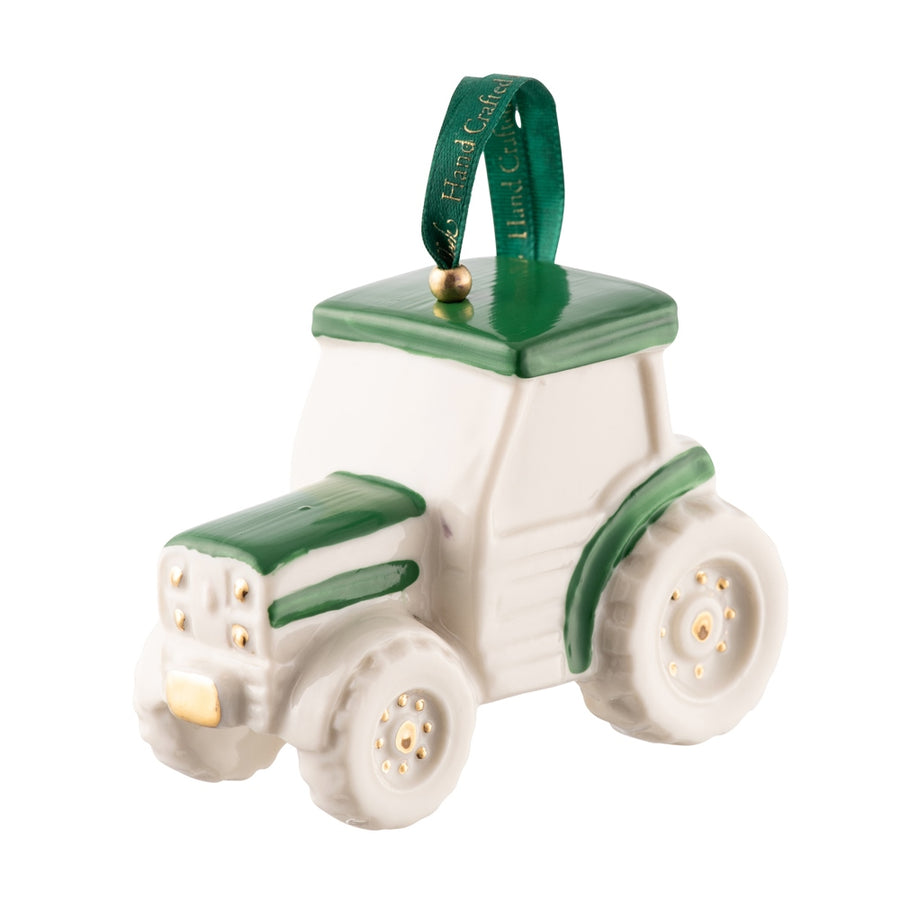 Belleek Classic Tractor Ornament - Green