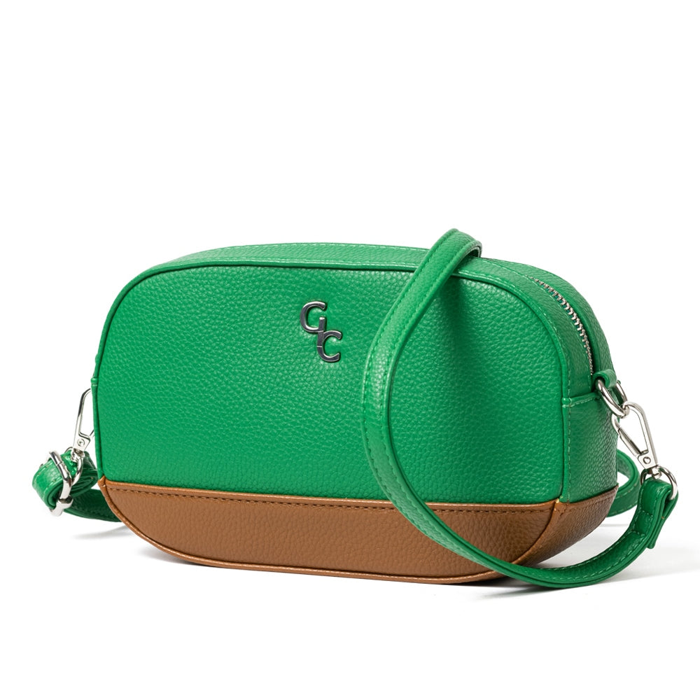 Galway Crystal Fashion Two Tone Crossbody Bag - Green/Tan