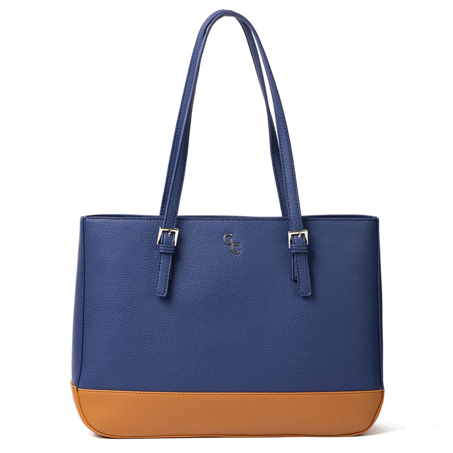 Galway Crystal Fashion Two Tone Tote Bag - Navy/Tan