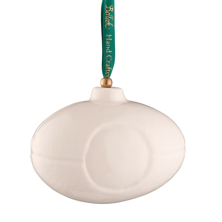 Belleek Classic Rugby / American Football Hanging Ornament