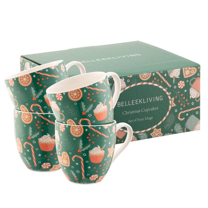Belleek Living Christmas Cupcakes 4 Piece Mug Set