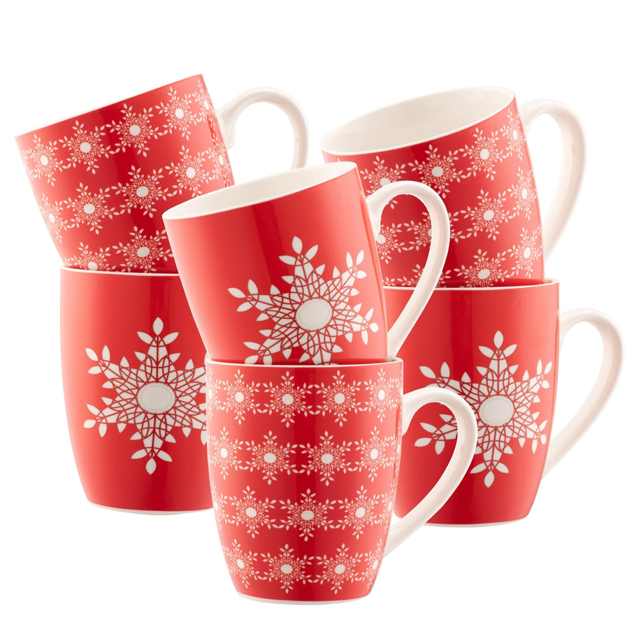 Belleek Living Snowflakes 6 Piece Mug Set