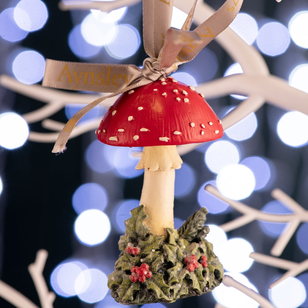 Aynsley Mushroom & Holly Hanging Ornament