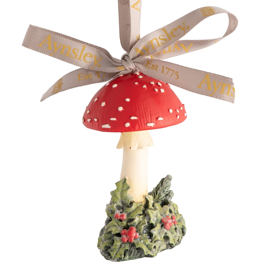 Aynsley Mushroom & Holly Hanging Ornament
