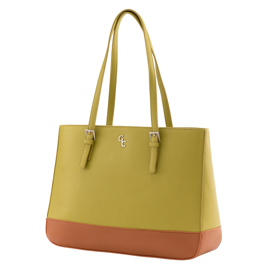 Galway Crystal Fashion Two Tone Large Tote Bag - Lime/Tan