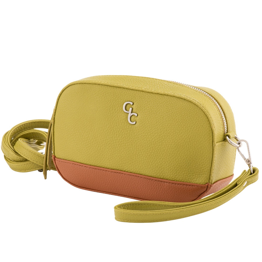 Galway Crystal Fashion Two Tone Crossbody Bag - Lime/Tan