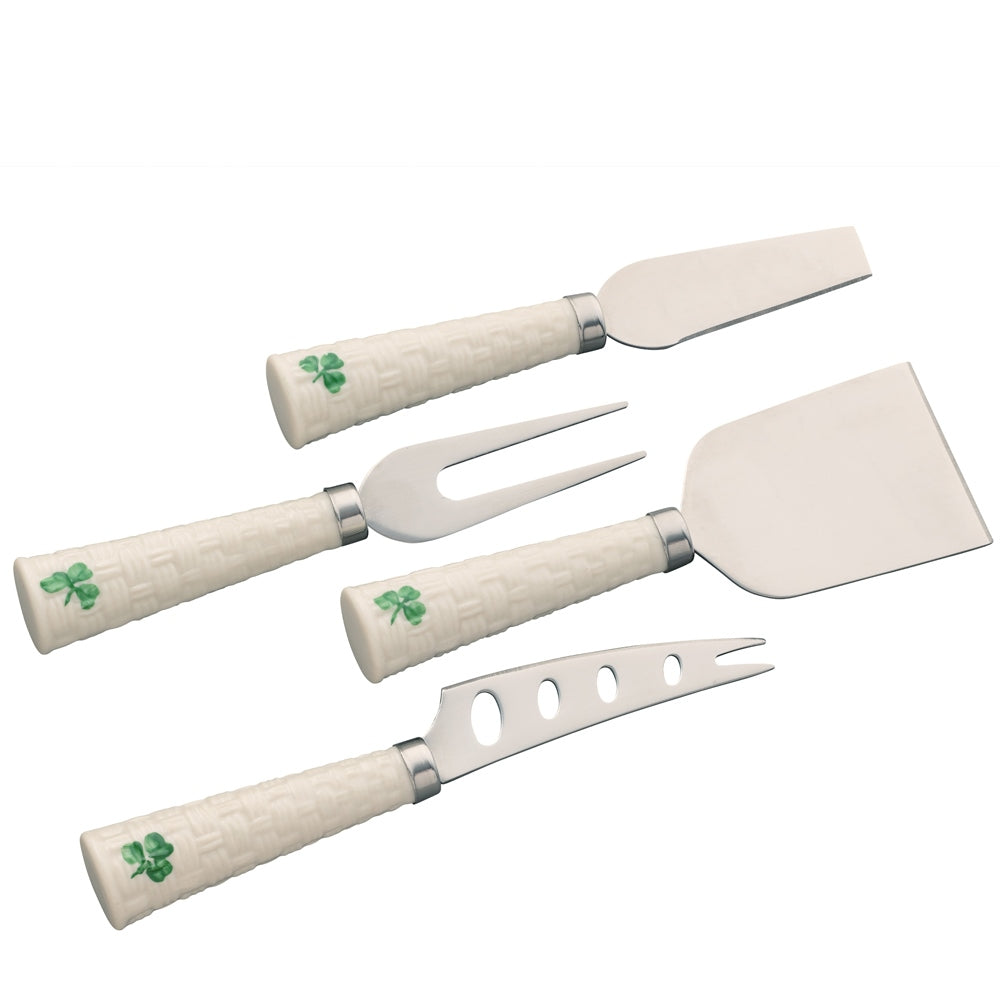 Belleek-Classic-Shamrock-Cheese-Knife-Set-of-4