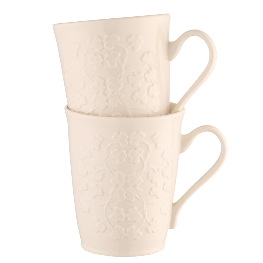 Belleek Classic Field of Shamrock Mugs Set of 2