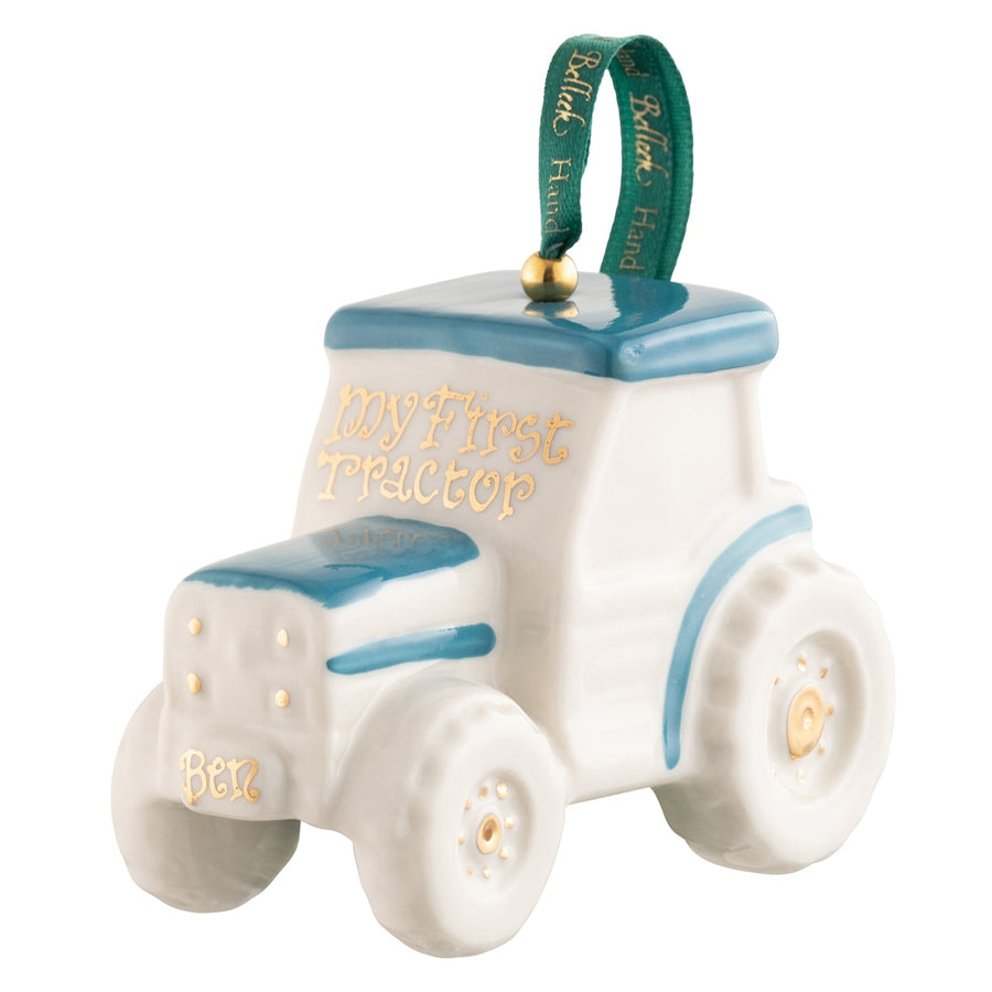 Belleek Classic Tractor Ornament - Light Blue