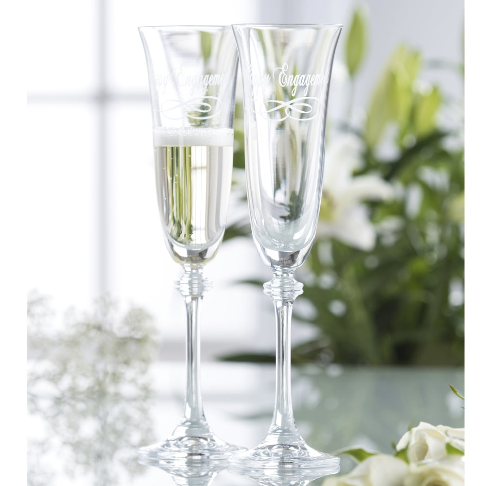 Galway Crystal Happy Engagement Liberty Flute Pair