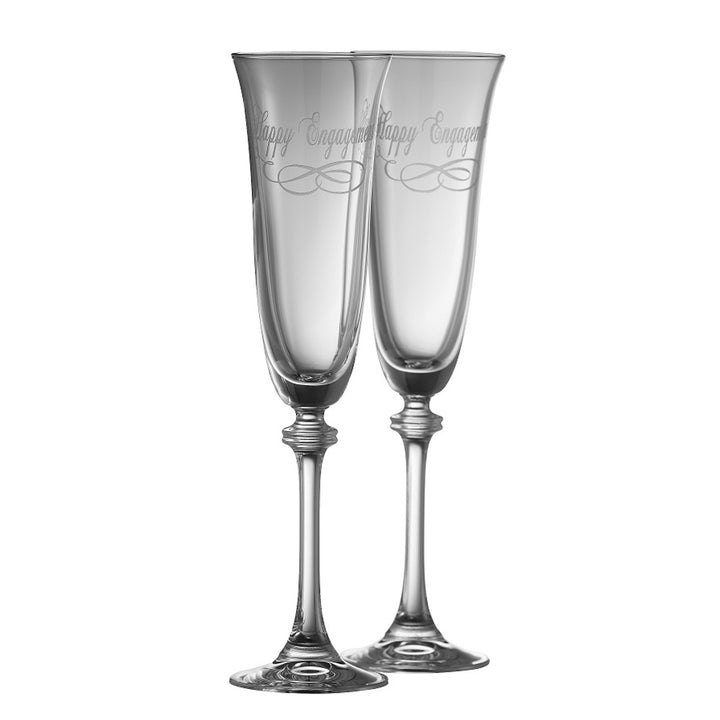 Galway Crystal Happy Engagement Liberty Flute Pair