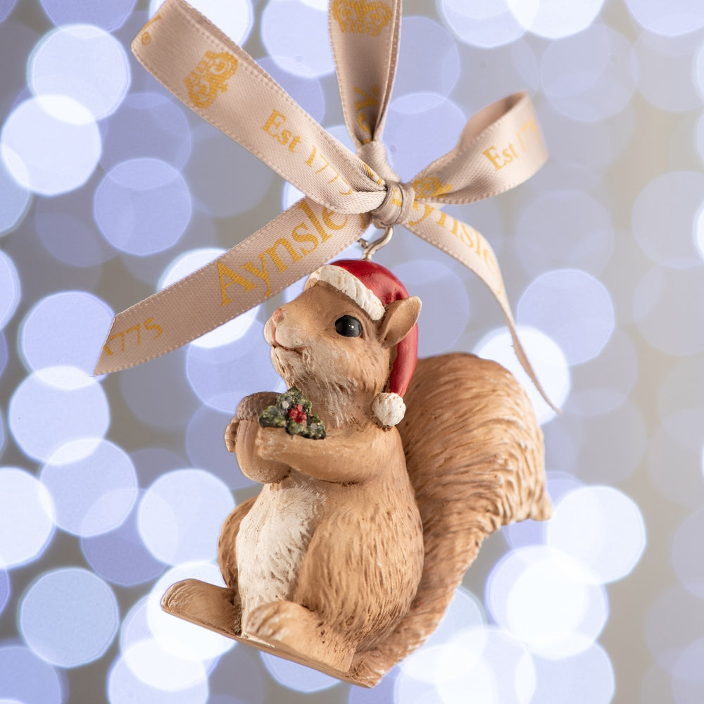 Aynsley Squirrel Santa Hat Hanging Ornament