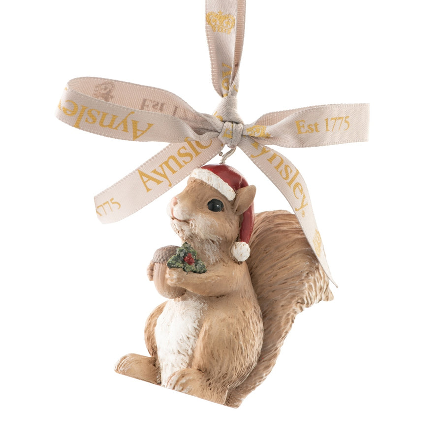 Aynsley Squirrel Santa Hat Hanging Ornament